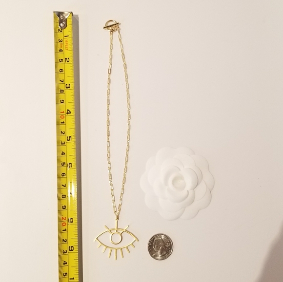 Trendy Chic Evil Eye Paperclip Toggle Necklace NEW - Picture 5 of 8